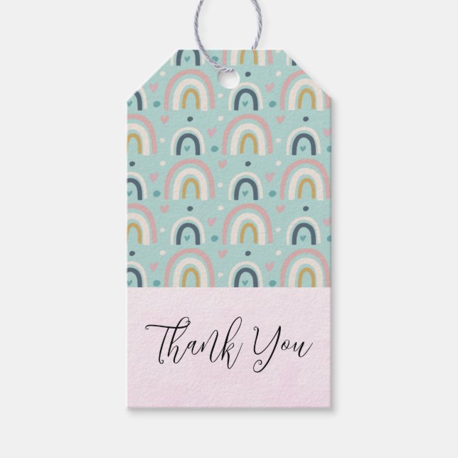 Étiquettes-cadeau Merci Motif arc-en-ciel mignon (Devant)