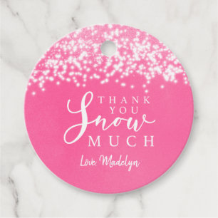 Étiquettes Cadeau Merci NEIGE beaucoup rose fête d'anniversaire