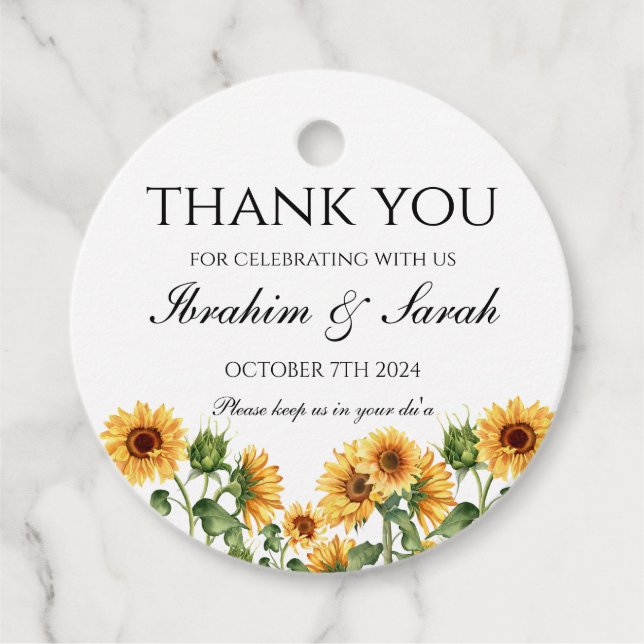 Étiquettes Cadeau Merci nikah mariage musulman faveur floral (Devant)