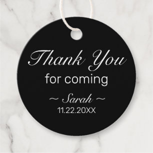 Étiquettes Cadeau Merci noir blanc minimaliste moderne pour venir