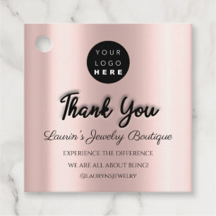 Étiquettes Cadeau Merci Nom commercial Logo Rose de bijoux QRCode
