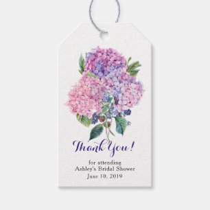 Étiquettes-cadeau Merci nuptiale floral de douche d'hortensia rose