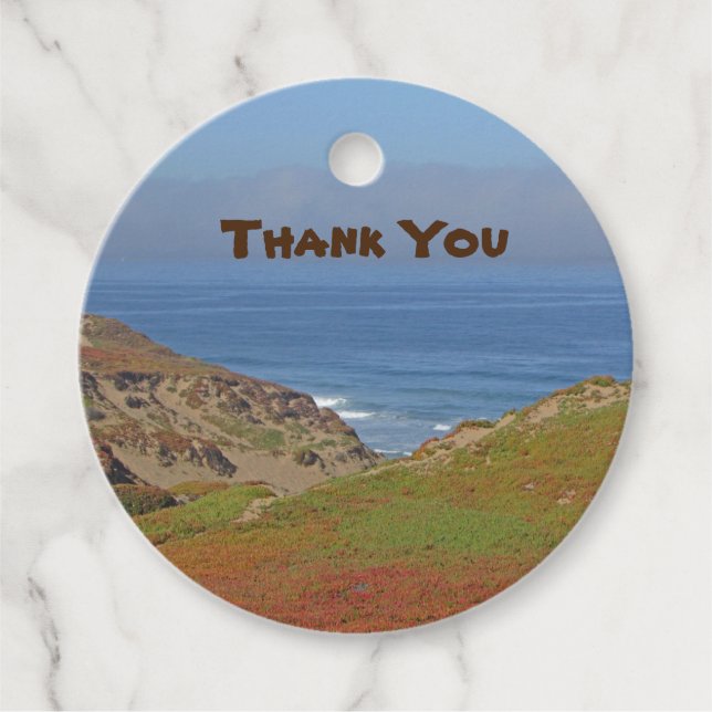 Étiquettes Cadeau Merci Océan Paysage Photo Plage Appréciation (Devant)