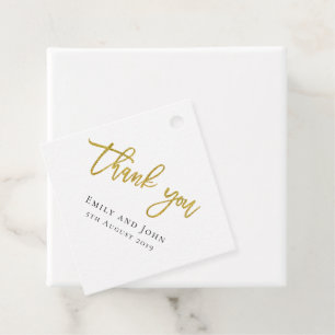 Étiquettes Cadeau Merci/or/vos noms et mariage de messages
