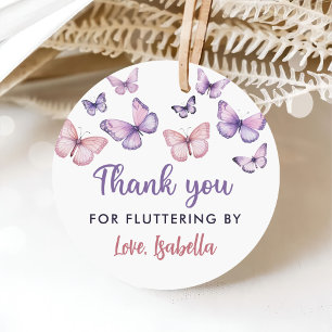 Étiquettes Cadeau Merci Papillon Fluttering Par Fille Anniversaire