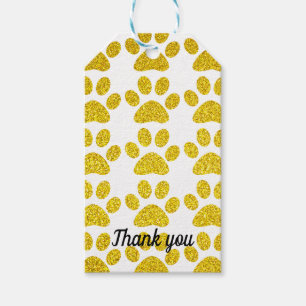 Étiquettes-cadeau Merci Parties scintillant or Empreintes de pattes