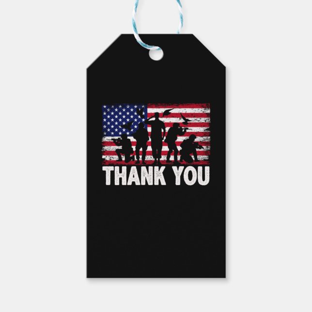 Étiquettes-cadeau Merci patriotique américain (Devant)