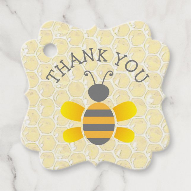 Étiquettes Cadeau Merci personnalisé Baby shower d'abeilles de miel (Devant)