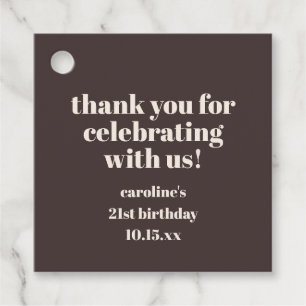 Étiquettes Cadeau Merci personnalisé pour un 21e anniversaire Bold E