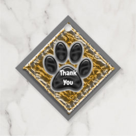 Étiquettes Cadeau Merci Pet aimante Gold Argent Empreinte de patte