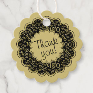 Étiquettes Cadeau Merci pétoncles 100e numéro Motif or/noir