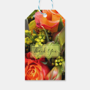Étiquettes-cadeau Merci photo Orange Flower Bouquet