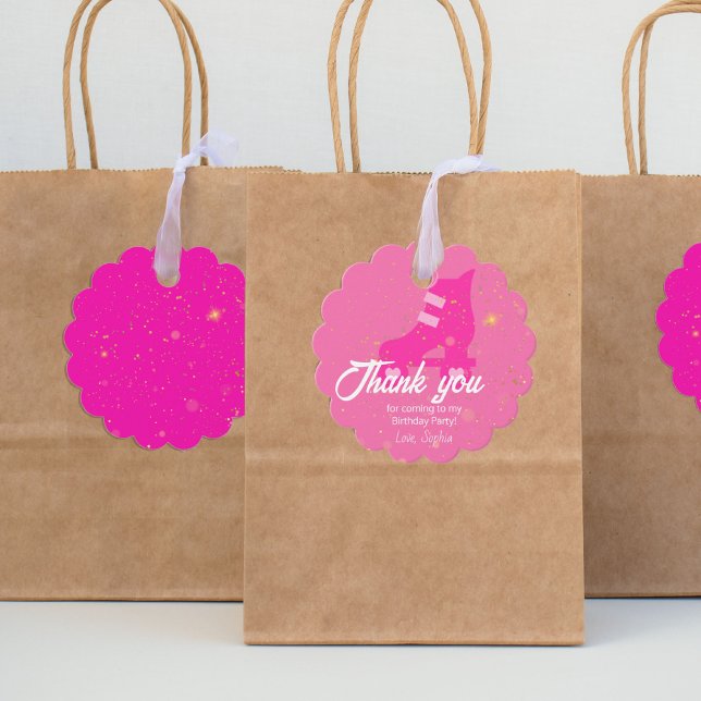 Étiquettes Cadeau Merci Pink Doll Anniversaire, Rollerblade (Créateur téléchargé)