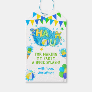 Étiquettes-cadeau Merci Piscine été fête d'anniversaire Vert bleu