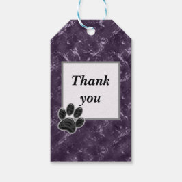 Étiquettes-cadeau Merci poêle Grille violet marbré