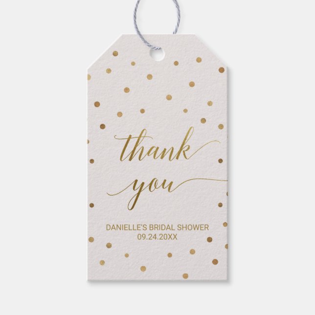 Étiquettes-cadeau Merci Pois d'or préféré (Devant)