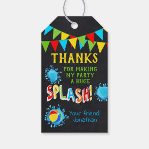 Étiquettes-cadeau Merci Pool Party Couleurs primaires Favoriser la b