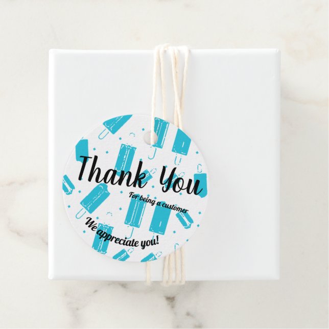 Étiquettes Cadeau Merci - Popsicles bleus (En situation)