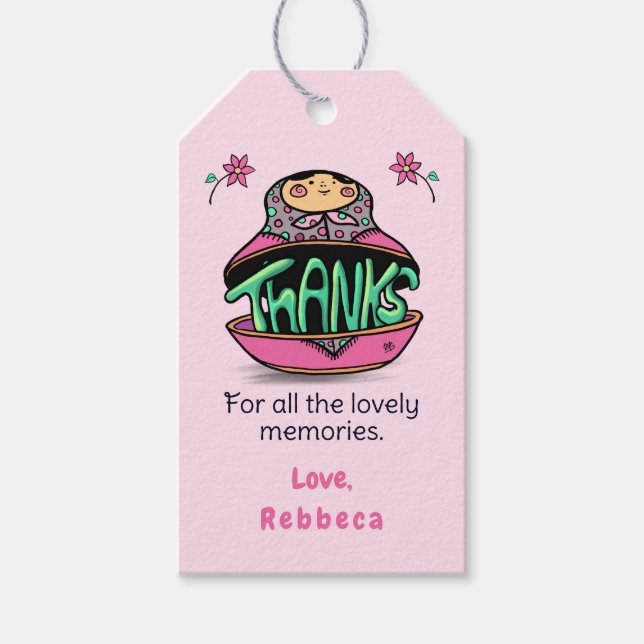 Étiquettes-cadeau Merci Poupée russe Matryoshka (Devant)