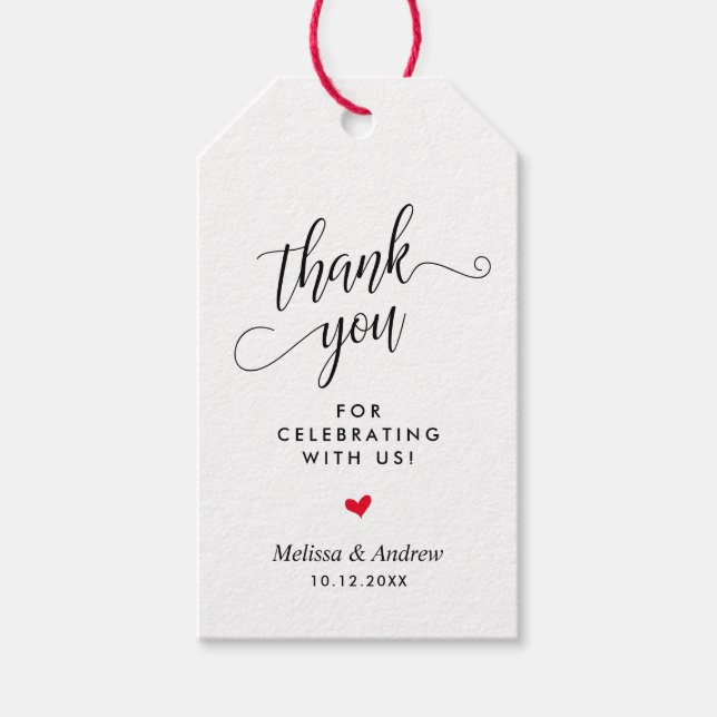 Étiquettes-cadeau Merci pour célébrer avec nous, Mariage (Devant)