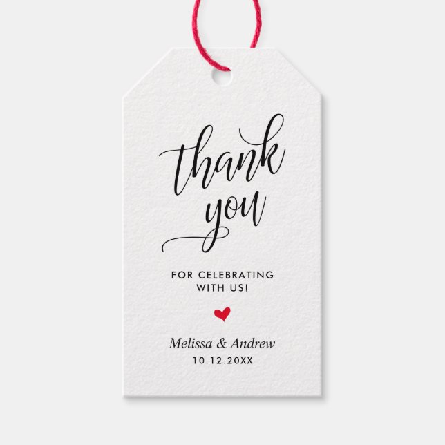 Étiquettes-cadeau Merci pour célébrer avec nous, Mariage (Devant)