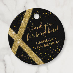 Étiquettes Cadeau Merci pour être ici Black et Gold Favoriser