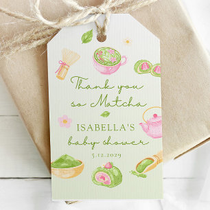 Étiquettes-cadeau Merci pour la Baby Shower au thé Matcha