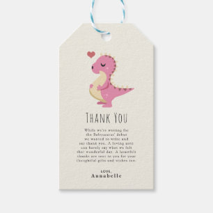 Étiquettes-cadeau Merci pour la Baby Shower Preggosaurus Dinosaure F