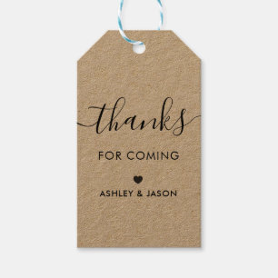 Étiquettes-cadeau Merci pour la balise Coming, Merci Mariage, Kraft
