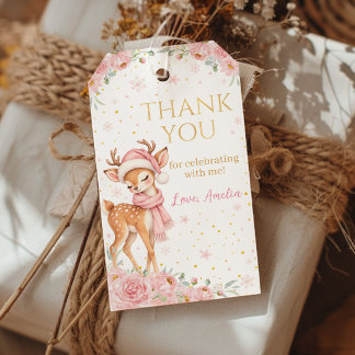 Étiquettes-cadeau Merci pour la fête hivernale du cerf Onederful flo