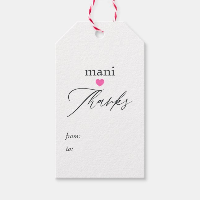 Étiquettes-cadeau Merci pour la manucure rose (Devant)