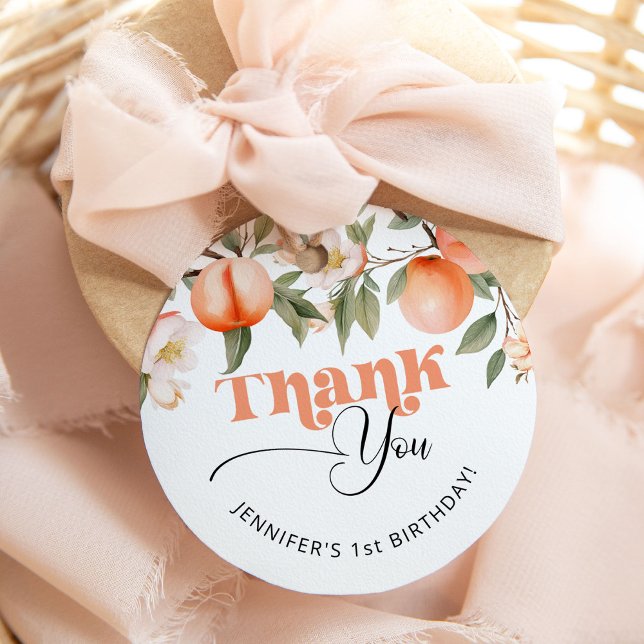 Étiquettes Cadeau Merci pour l'anniversaire de la pêche (Créateur téléchargé)
