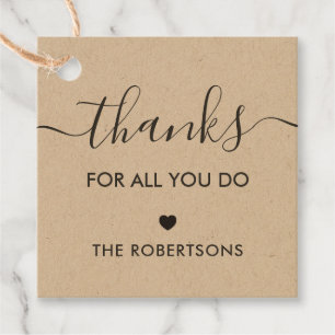 Étiquettes Cadeau Merci Pour Tout Ce Que Vous Faites Balise Cadeau, 