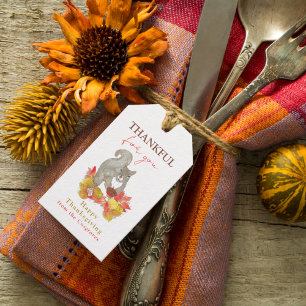 Étiquettes-cadeau Merci pour vous écureuil Thanksgiving