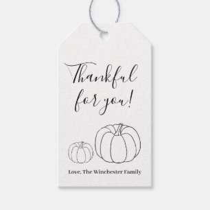 Étiquettes-cadeau Merci pour vous texte personnalisé citrouille Than