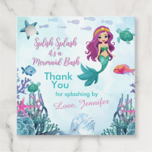 Étiquettes Cadeau Merci pourpre à la sirène à éclaboussure