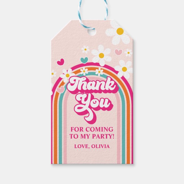 Étiquettes-cadeau Merci Rainbow Daisy (Devant)