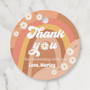 Étiquettes Cadeau Merci Retro Super Hippie Rainbow Daisy Favoriser