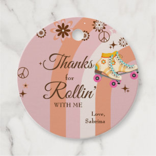 Étiquettes Cadeau Merci Rollin' With Me Roller Skate Anniversaire