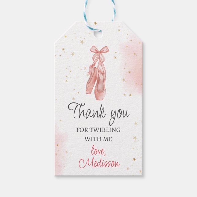Étiquettes-cadeau Merci rose Ballet élégant (Devant)