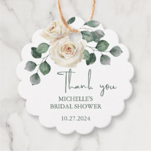 Étiquettes Cadeau Merci Rose blanc et vert