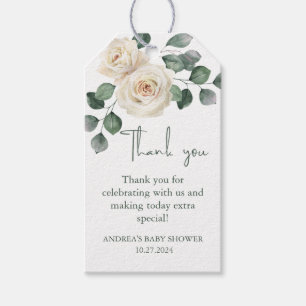 Étiquettes-cadeau Merci Rose blanc et vert