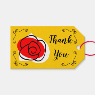 Étiquettes-cadeau Merci rose de coins d'Espagnol horizontal