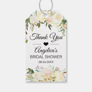 Étiquettes-cadeau Merci rose floral de Fête de la mariée d'aquarel