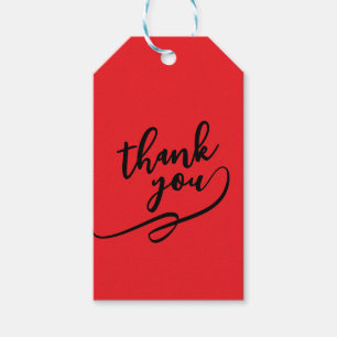 Étiquettes-cadeau Merci Rouge Éclatant Classique Unique Simple