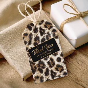 Étiquettes-cadeau Merci sauvage heureux Leopard blanc ID1157