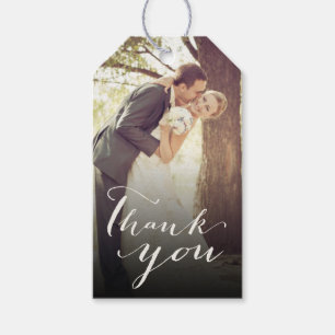 Étiquettes-cadeau Merci Script Calligraphy Mariage Tags cadeaux