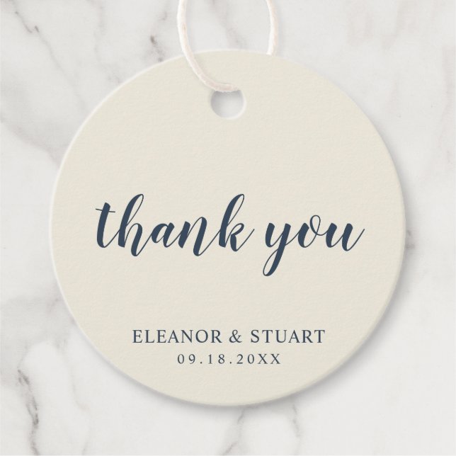 Étiquettes Cadeau Merci simple couleur solide Mariage ivoire (Devant)