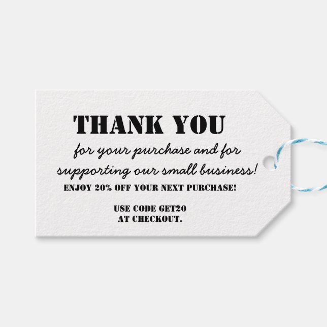 Étiquettes-cadeau Merci simple d'affaires blanc pour l'insertion de  (Devant (Horizontal))