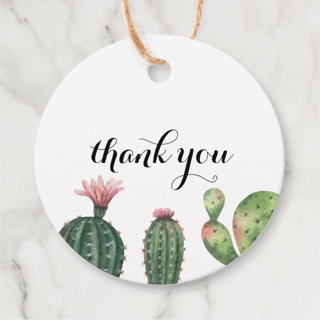 Étiquettes Cadeau Merci Succulent Cactus (Devant)